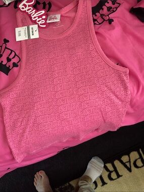 Barbie Hot Pink Logo Cropped Tank